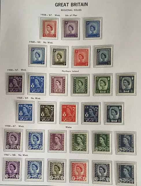 GB STAMPS REGIONAL DEFINITIVES MNH 1958-88 Pre Decimal and Decimal (220 Stamps).