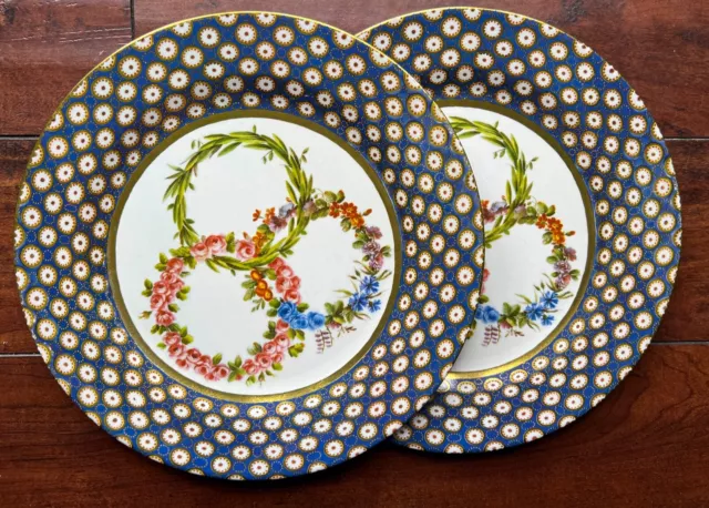 Set of 2 Wallace Collection London Tin Plates 10" Metal Floral Tinware