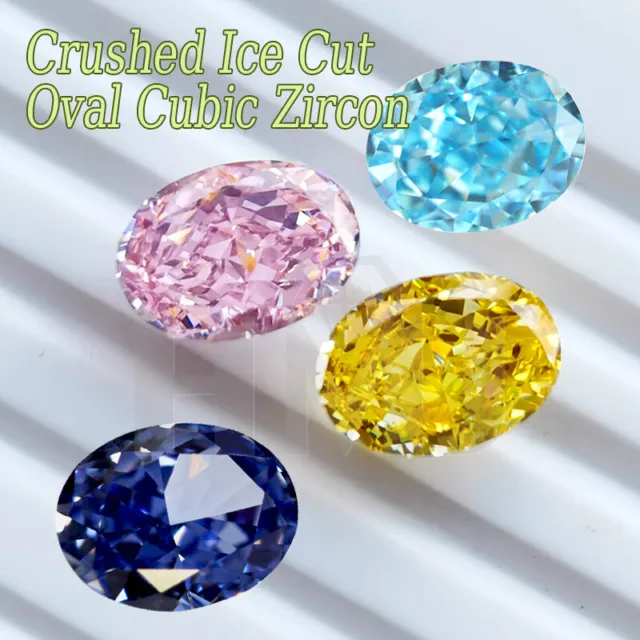 Oval Crushed Ice Cut High Carbon Diamond Cubic Zircon 5A CZ Stone Jewelry DIY