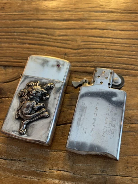 Kawanabe Kyosai Nekomata Sterling Silver Sterling Silver Ruby Vintage Zippo