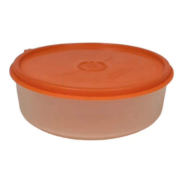 Tupperware 1405-7 Clear Container w/ 227-27 Orange Lid Vintage Kitchen Storage