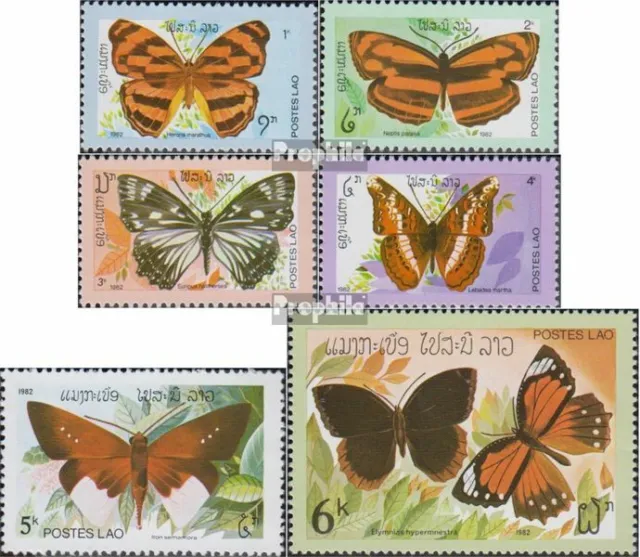 Laos 554-559 (complete issue) unmounted mint / never hinged 1982 Butterflies