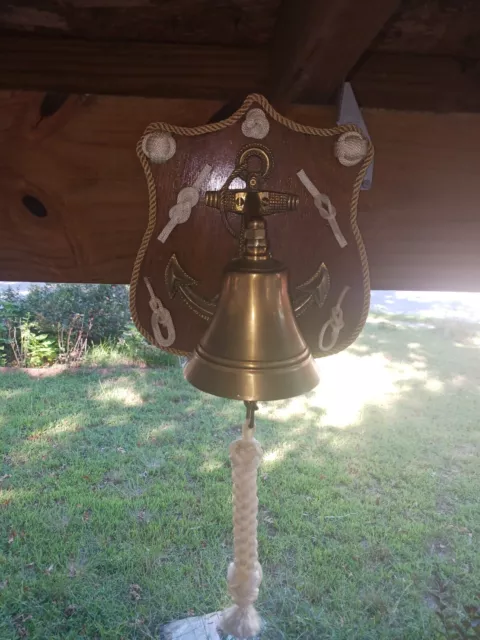 Brass Bell Official Naval Retirement Plaque With Knots