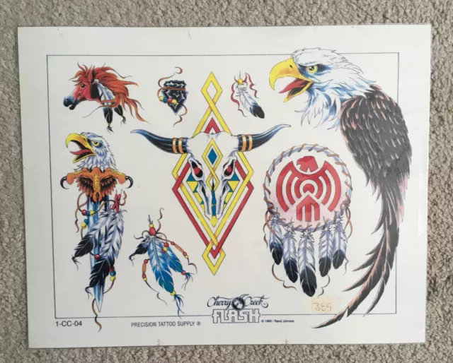 Tattoo Studio Shop Flash Single Eagles Rand Johnson Tribal, Bull 11”X14" Print