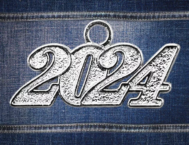 2024 Silver Metal Graduation Tassel Charm Year Date for Cap or Bracelet (Qty: 1)