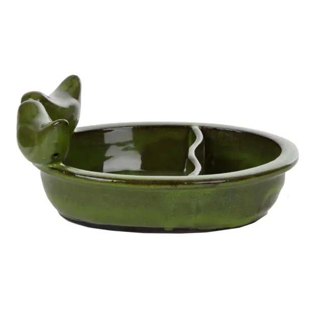 Esschert Design Futter-/Trinkschale Keramik grün lasiert