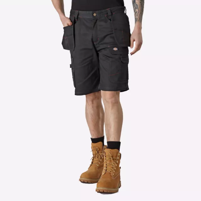 Dickies Redhawk Hommes Pro Travail Utilitaire Cargo Multi-Poches Short Noir