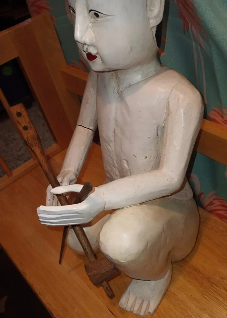 Hand Carved Wooden Burmese Statue? Beautiful Heavy 6
