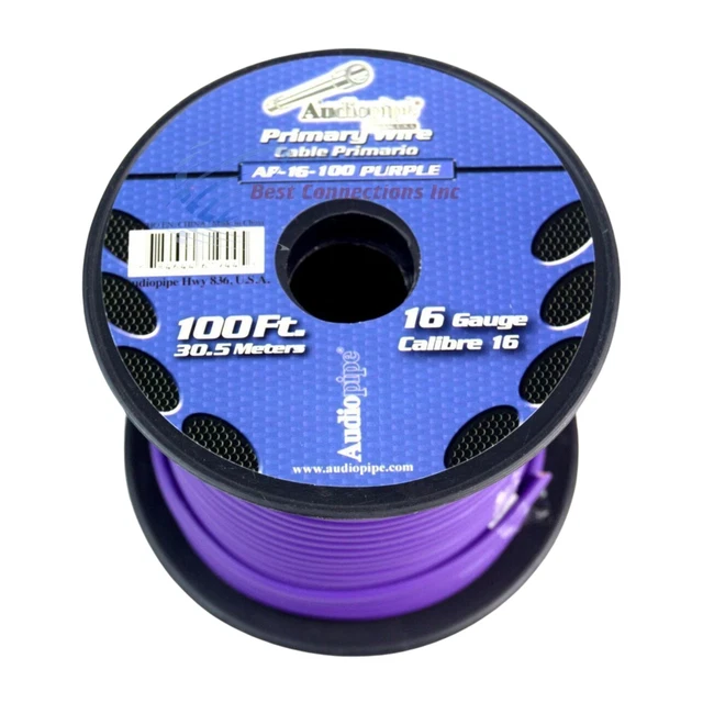 Audiopipe 16 Gauge 100 ft Spool of CCA Primary Speaker Wire Purple 16-100-PRL