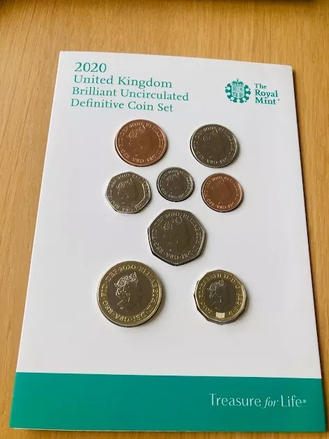 2020 Royal Mint Uk Brilliant Uncirculated Definitive Annual Coin Set New 8 Coins