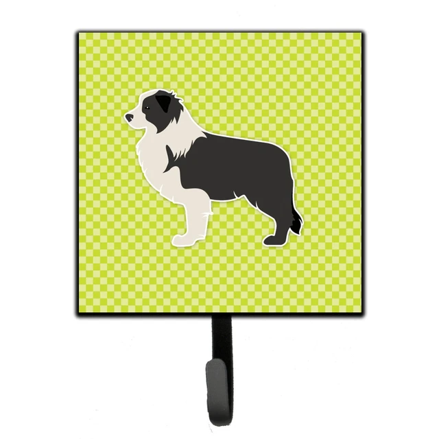 "Caroline's Treasures Black Border Collie Checkerboard Green Leash or Key Hol...