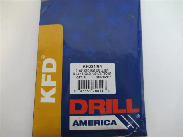 Drill America KFD21/64 , 21/64" HSS Jobber Length Drill Bit (PK 6)