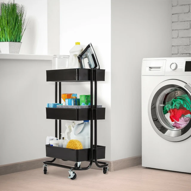 SEVILLE CLASSICS 3TIER Rolling Steel Storage Bin Utility Kitchen