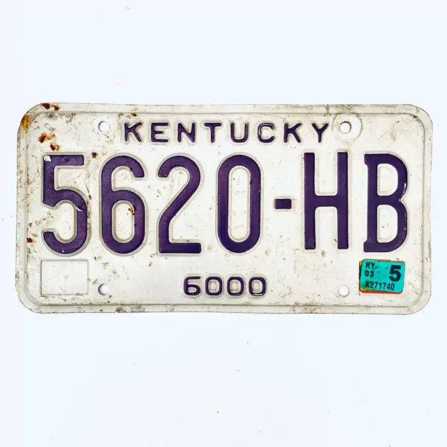 2003 United States Kentucky 6000 lbs Truck License Plate 5620-HB