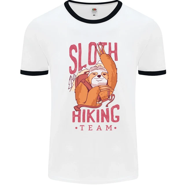 Sloth Hiking Team Trekking Rambling Funny Mens Ringer T-Shirt