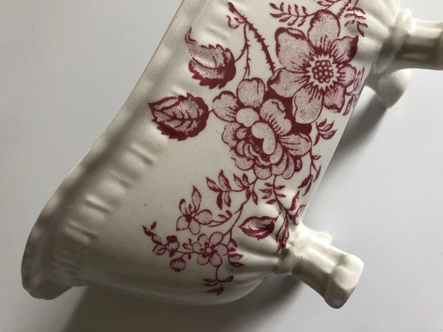 Vintage England Porcelain Red Floral Claw Foot Bathtub Soap Dish