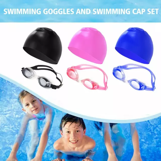 Swimming Goggles Cap Adult HD Anti-fog Swimming Goggles Set Waterproof C9Y9