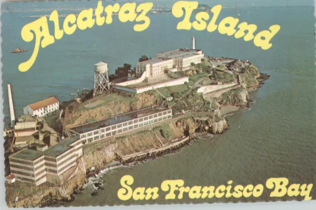 Alcatraz Island San Francisco Bay Prison Penitentiary Rock VTG Diecut Postcard