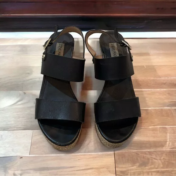 Steve Madden Waria Women’s Size 6.5M Black Sandals 2