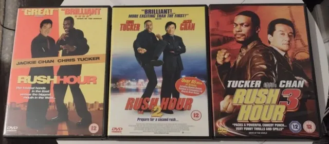 Rush Hour 1 + 2 + 3 DVD Jackie Chan Chris Tucker 4 Disc Trilogy Bundle