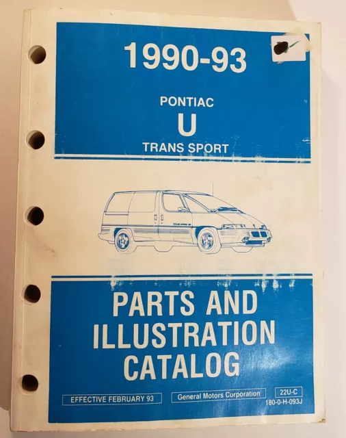 1990-93 Pontiac U Trans Sport Parts and Illustrations Catalog Dealer 22U-C