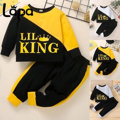 Toddler Baby Boys Tracksuit Printing Long Sleeve Tops Pants Outfits Sweatshirt