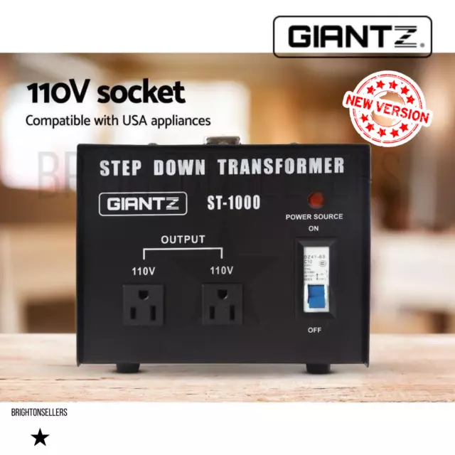 Giantz 1000W 240V TO 110V Step Down Stepdown Transformer Voltage Converter AU-US