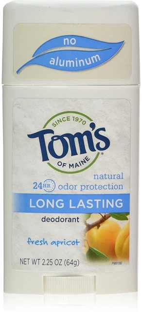 Palo desodorante de larga duración de Tom's of Maine, albaricoque fresco de 2,25 oz