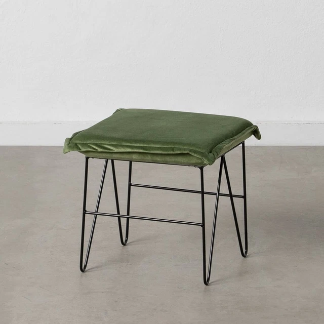 Puff Tessuti Sintetici Metallo 40x40x35cm Verde Chiaro