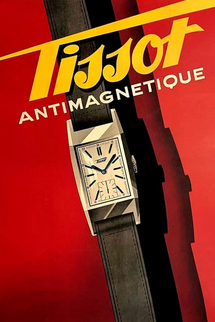 Poster Manifesto Locandina Pubblicitaria Stampa Vintage Orologi Tissot Svizzera