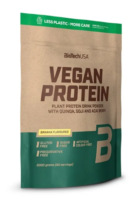 BioTech USA Proteine vegane 2000 g pianta Goji Acai miscela di bacche senza lattosio