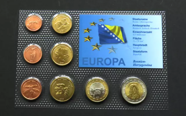 Bosnia Herzogovina 2007 Set Euro Coins Specimen Pattern Prototype Essai Balkan