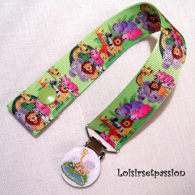 ATTACHE TÉTINE, SUCETTE, Animaux ZOO, Cadeau naissance Fille Garçon - AT03