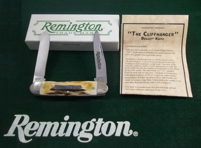 2015 Remington The Cliffhanger USA R4466 Muskrat Bullet Knife - Stag Handles