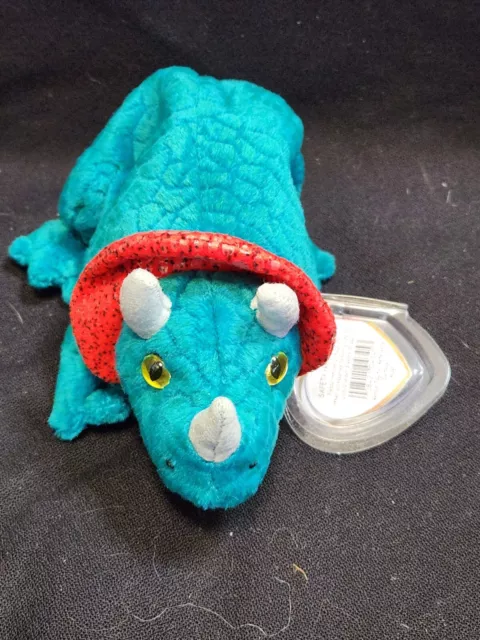 Ty Beanie Baby HORNSLY - TRICERATOPS DINOSAUR - 9" 2000 with swing tags