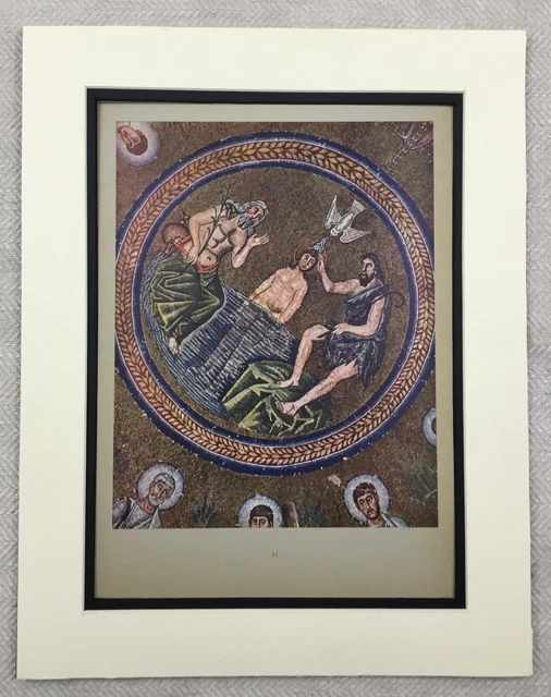 1929 Print Byzantine Mosaic Ravenna Italy Baptism Of Jesus Christ Italian Art
