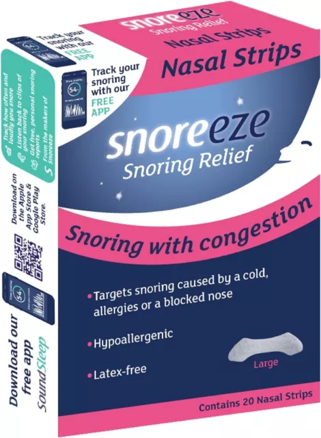 Snoreeze - Snoring Relief Nasal Strips - 10 Strips - Large