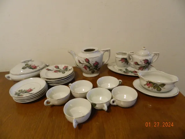 Vintage Children's China Tea Set Tea Rose  Made in Japan 1950s