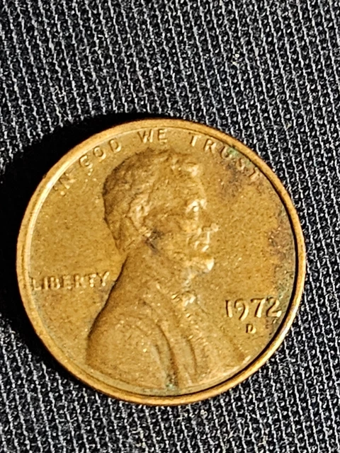 1972 D PENNY Errors, Struck Off Center, Letters On Rim, (VF
