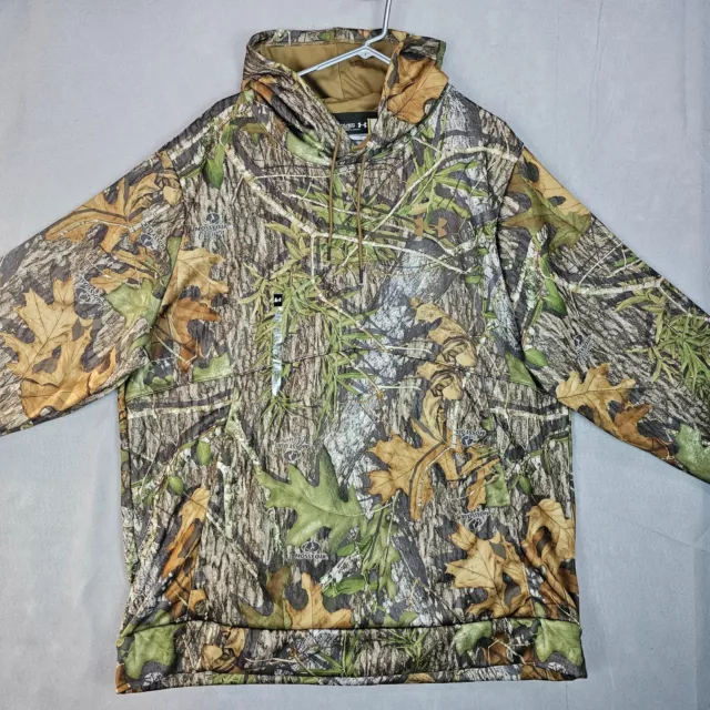 Under Armour Storm Mossy Oak Camo Green Hooded Sweatshirt Mens 3XL Cold Gear