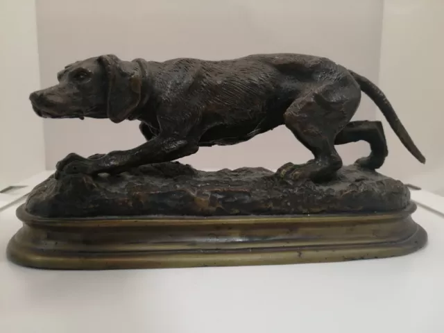 Bronze Signed Y.Mongmiey - Terrier/Lurcher/Greyhound Dog statue sculpture