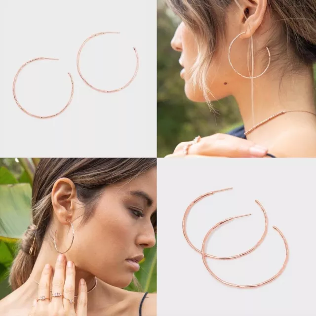 NWT Gorjana Malibu Taner Rose Gold Large 2" Hoop Earrings 3