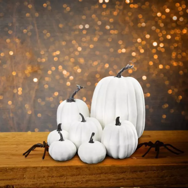 7x Artificial Pumpkins in Different Assorted Sizes for , Autumn Parties,