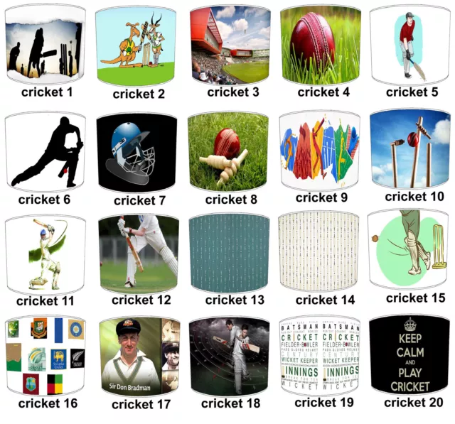 Pantallas de lámpara ideales para que coincida con Twenty20 prueba arte de pared y edredones de cricket.