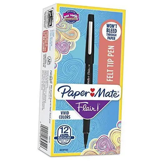 Point Guard Flair Needle Tip Pen, 0.7mm, Black Ink/Barrel, Sold as 1 Dozen