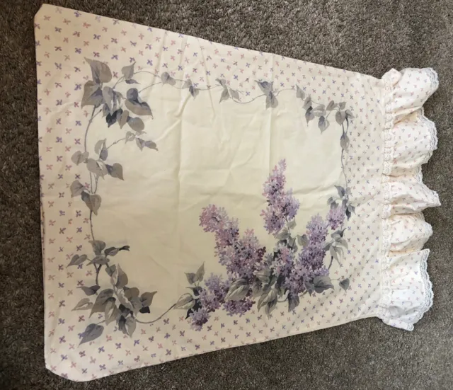 Vintage Bill Blass Springmaid Pillowcase Sham Purple Floral Ruffle Standard Size