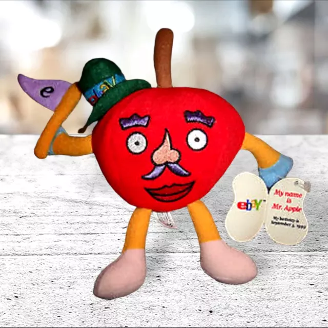1999 Ebay Official Mr. Apple Promotional  Bean Bag Toy Plush Original NOS Sealed