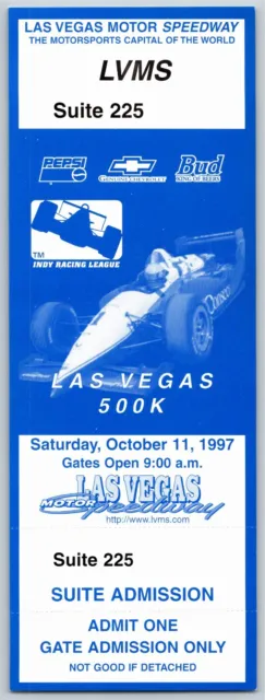 1997 Las Vegas Motor Speedway Indy Racing 500K Unused 10/11 Suite 225 Ticket VGC