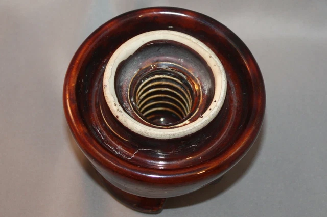 Vintage LOCKE Medium Brown Ceramic Porcelain Insulator USA 3 3/8" 6