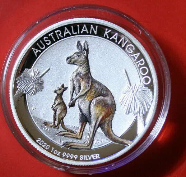 2020 Australia $1 Kangaroo Silver 1oz#F5319 PP-Proof High Relief Coloured